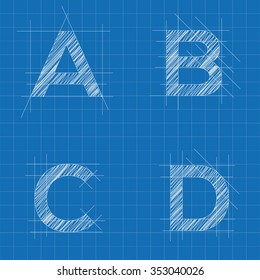 architectural sketched letters