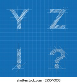 architectural sketched letters