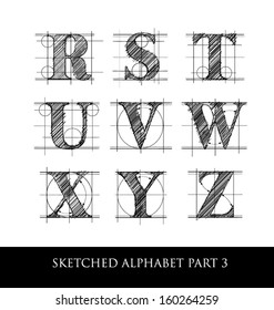 architectural sketched letters set 1