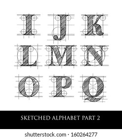 architectural sketched letters set 2