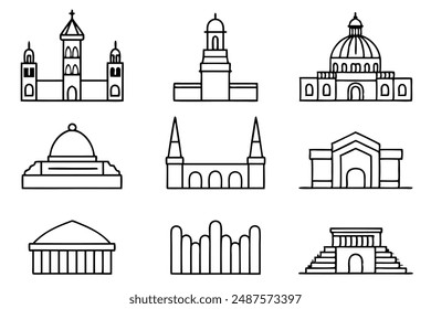 Architectural sketches line art visualization style