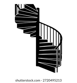 Architektonische Spiraltreppe Silhouette Vektor für moderne Gebäudegestaltung und vertikale Navigationskonzepte
