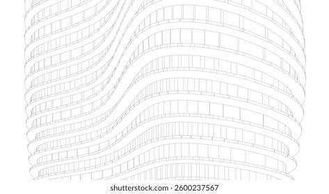 Architectural Structure – Futuristic Geometric Facade in Perspective