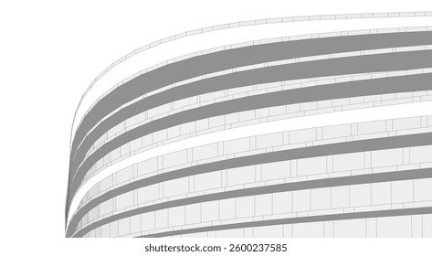 Architectural Structure – Futuristic Geometric Facade in Perspective