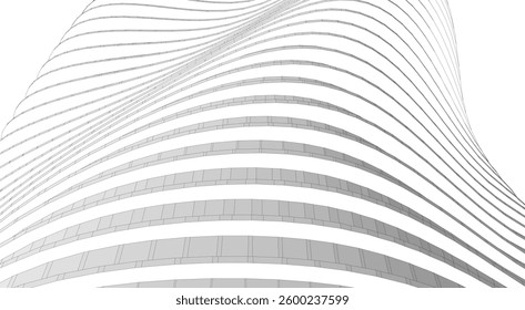 Architectural Structure – Futuristic Geometric Facade in Perspective