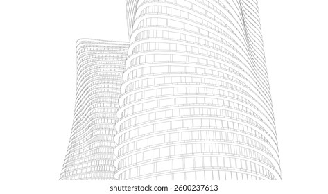 Architectural Structure – Futuristic Geometric Facade in Perspective