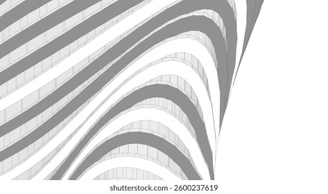 Architectural Structure – Futuristic Geometric Facade in Perspective