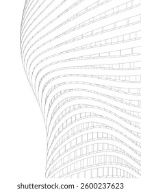 Architectural Structure – Futuristic Geometric Facade in Perspective
