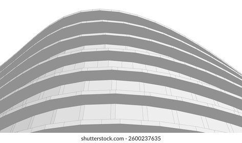 Architectural Structure – Futuristic Geometric Facade in Perspective