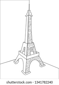 The architectural structure of the Great Tower from Paris. Coloring Eiffel Tower for kids.