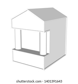 Architectural structure. House, building, structure isolated on white background. Mansion 3D. Graphic drawing for design. Vector illustration, eps10.