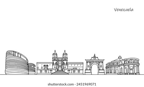 Estructuras arquitectónicas de Venezuela. La belleza de las calles estatales en Sudamérica. Vector aislado para diferentes usos.