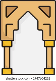 Architectural styles Gate Enterance Vector Color Icon Design, Arab culture and traditions Symbol, Islamic and Muslim fastings Sign, Arabic Arch Concept, Ramadan and Eid al Fitr stock illustration