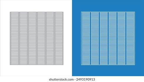 Architectural and technical blueprint for perforated metal drain covers with a grid pattern for drainage systems