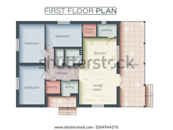 Architectural Technical Color Floor Plan Colorful Stock Vector (royalty 