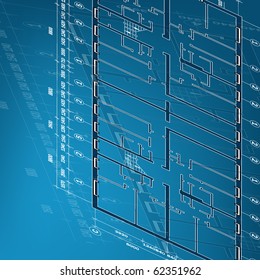 architectural technical house blueprint. vector illustration