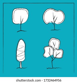 Architectural Trees Symbols for Drawing Diagrams Sections, Elevations, Landscapes, Nature and Sketches (Vector)