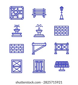 Architectural and Urban Planning Bold Line Icon Set