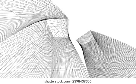 Architektonische Vektorgrafik. Futuristischer Hintergrund