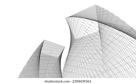 Dibujo de vector arquitectónico. Fondo futurista