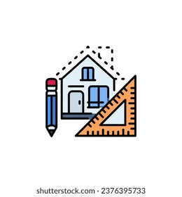 architectural vector icon. real estate icon filled line style. perfect use for logo, presentation, website, and more. modern icon design color line style