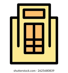 Architectural vector illustration featuring a modern building facade with large windows and a prominent sign, representing contemporary design
