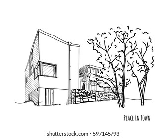 Architectural vector sketch. Building.