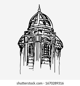 Architectural vector sketch with colors.