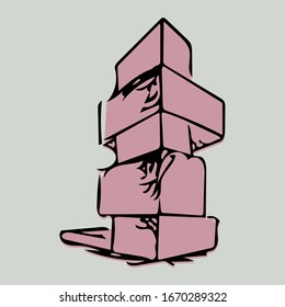 Architectural vector sketch with colors.