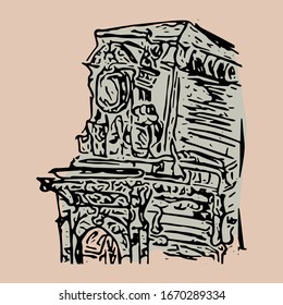 Architectural vector sketch with colors.