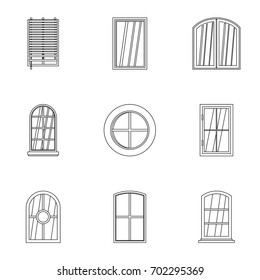 Architectural Window Icon Set Outline Set Stock Vector (Royalty Free ...