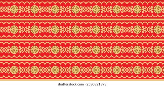 Architectural-style geometric Pattern archways adorned with floral ornamentation for classical wallpapers, elegant gift wraps, and vintage textiles.