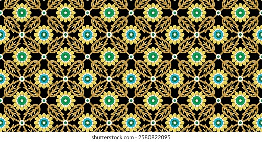 Architectural-style geometric Pattern archways adorned with floral ornamentation for classical wallpapers, elegant gift wraps, and vintage textiles.
