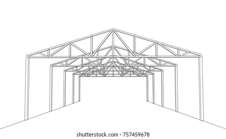 Architecture 3D building construction.  Vector framework. Modern architectural background.