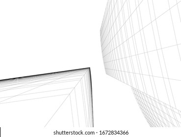  architecture 3d building, vector illustration