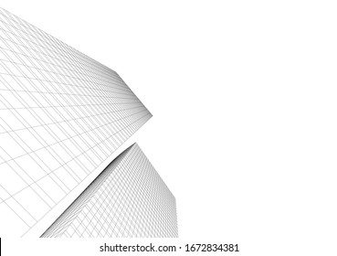  architecture 3d building, vector illustration