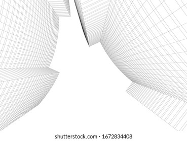  architecture 3d building, vector illustration