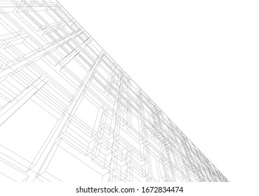  architecture 3d building, vector illustration