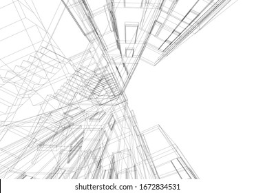  architecture 3d building, vector illustration