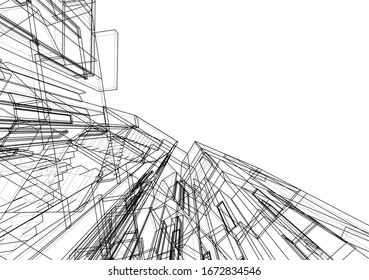  architecture 3d building, vector illustration