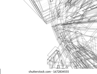  architecture 3d building, vector illustration