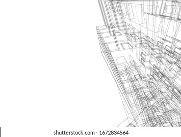  architecture 3d building, vector illustration