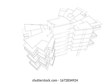 architecture 3d building, vector illustration