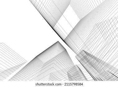 ilustración vectorial de dibujo de arquitectura 3d