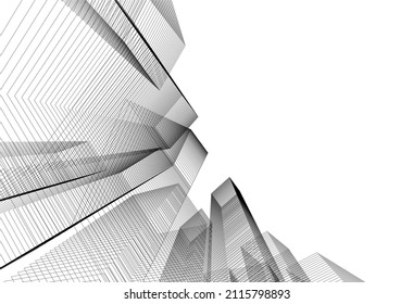 ilustración vectorial de dibujo de arquitectura 3d