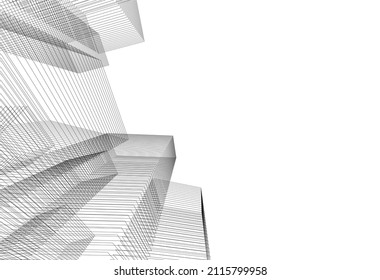 architecture 3d drawing vector illustration