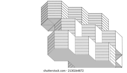 ​​abstract architecture 3d illustration background
