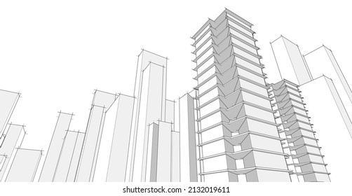 ​​abstract architecture 3d illustration background