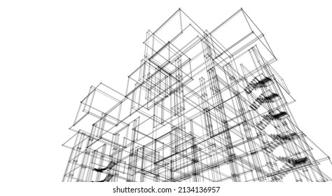 ​ ​ abstrakte Architektur, 3D-Hintergrund