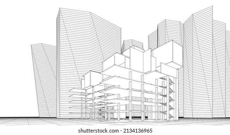 ​​abstract architecture 3d illustration background